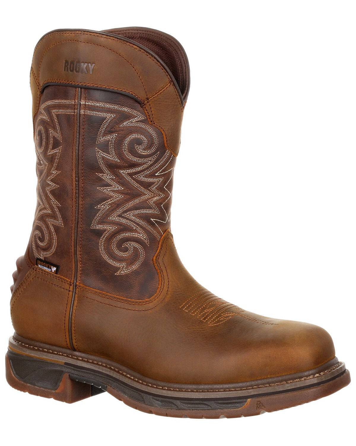 Rocky Men's Iron Skull Waterproof Western Boots - Composite Toe, Chestnut, hi-res