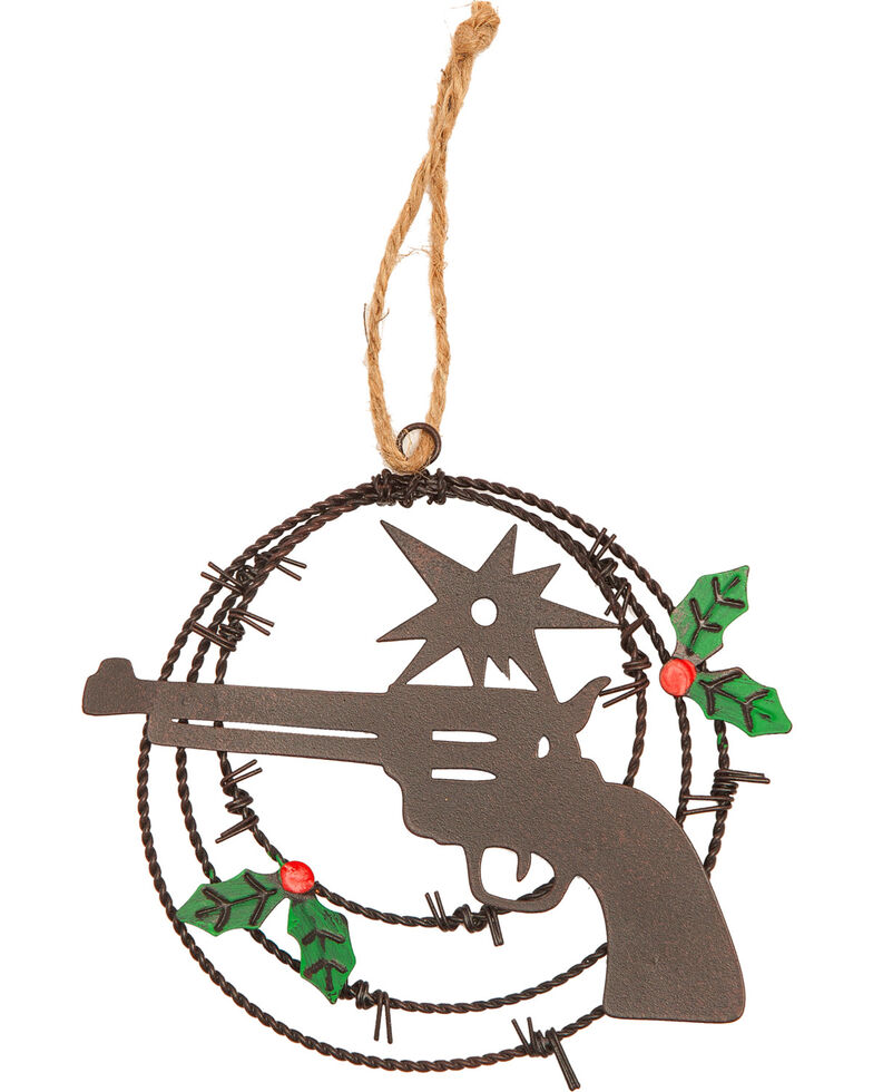 BB Ranch Laser Cut Pistol Barbed Wire Ornament, No Color, hi-res
