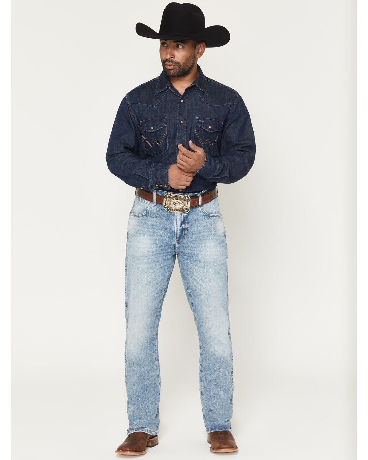 Wrangler Retro Men's 77MWZ Jones Light Wash Slim Bootcut Stretch Denim Jeans, Light Wash, hi-res