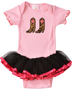 Kiddie Korral Infant Girls' Cowgirl Boots w/ Attached Tutu Bodysuit - 6M-24M, Pink, hi-res