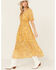 Image #2 - Miss Me Women's Floral Short Sleeve Maxi Dress , Mustard, hi-res