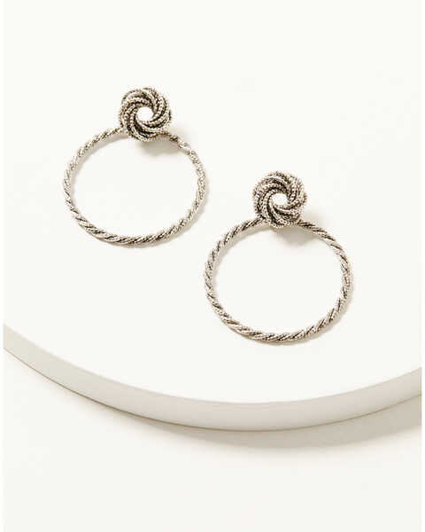 Shyanne Women's Soleil Rope Silver Hoop Earrings, Silver, hi-res
