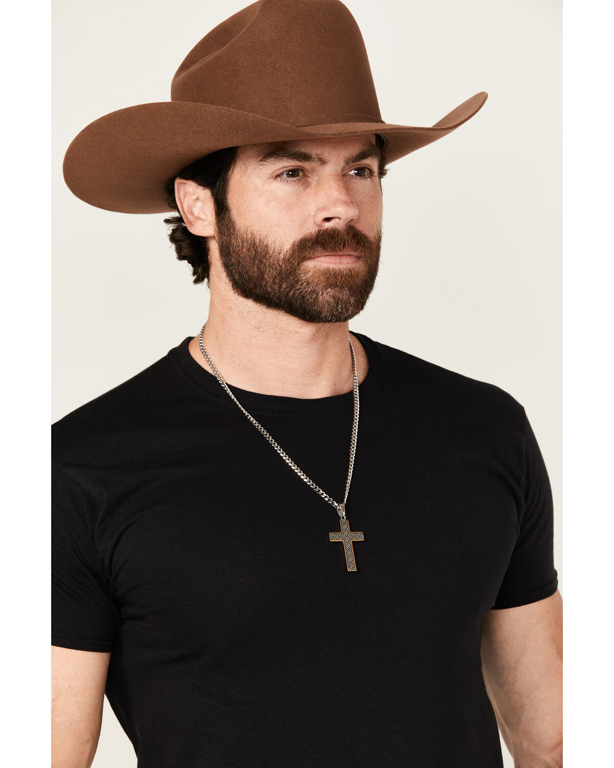 Image #1 - Cody James Men's Two-Tone Textured Cross Necklace, Silver, hi-res