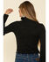 Shyanne Women's Ribbed Mock Neck Bell Long Sleeve Top , Charcoal, hi-res
