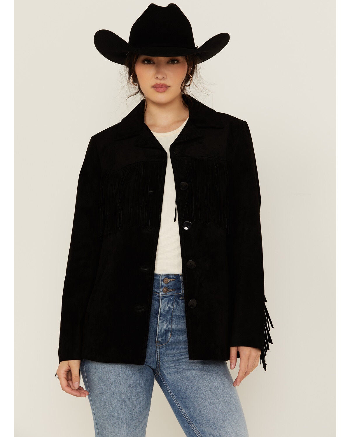 Scully Women's Solid Fringe Blazer, Black, hi-res