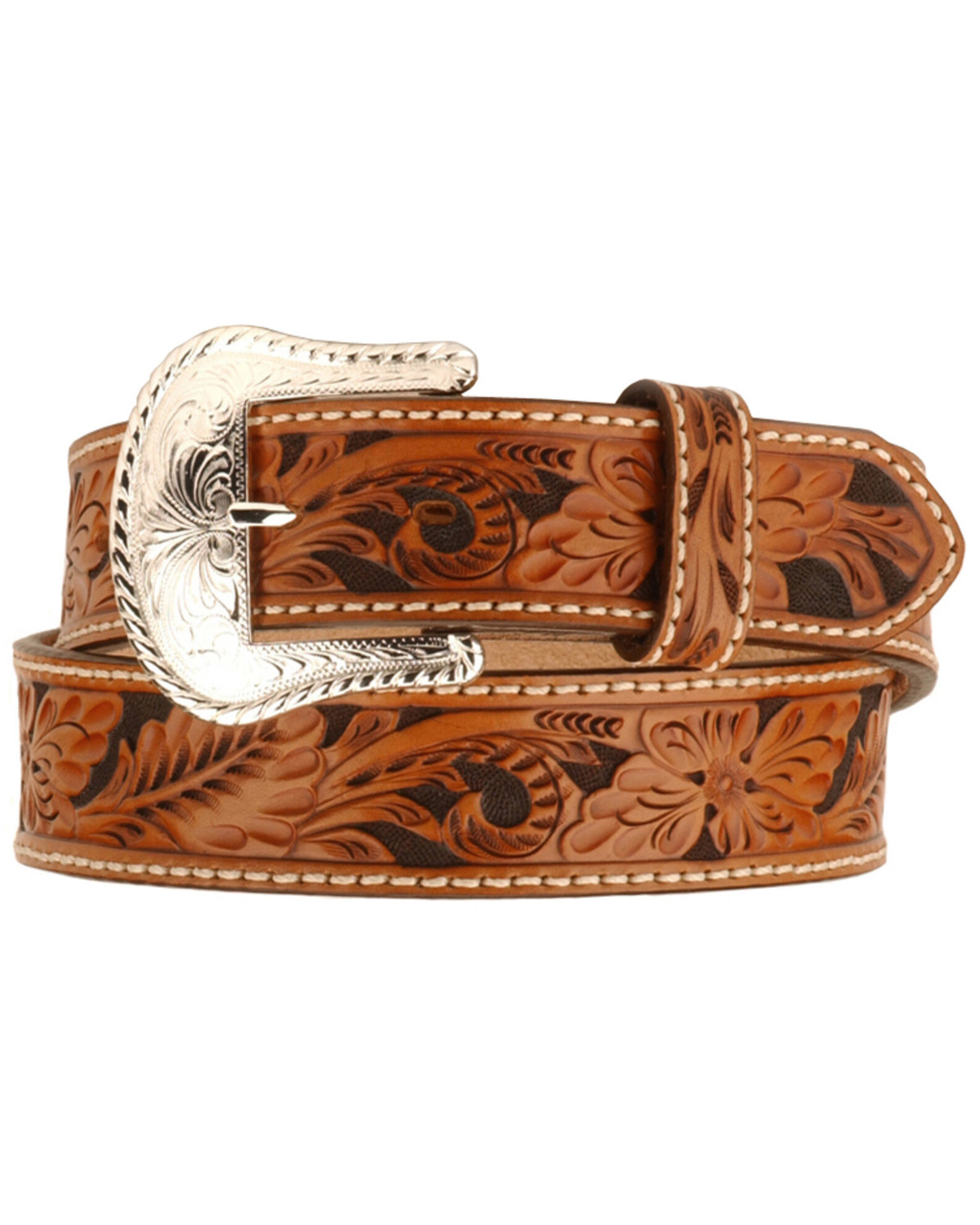 Tony Lama Men's Floral Tooled Leather Belt - Reg & Big - Country