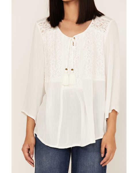 Image #3 - Cotton & Rye Women's Long Puff Sleeve Top, White, hi-res