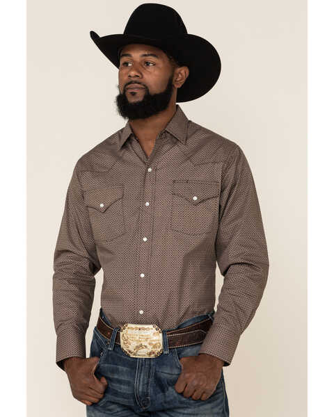 Ely Walker Men's Assorted Mini Geo Print Long Sleeve Western Shirt , Multi, hi-res