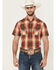 Image #1 - Pendleton Men's Frontier Plaid Print Short Sleeve Snap Stretch Western Shirt, Brick Red, hi-res