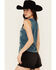 Image #4 - Shyanne Women's Buck Yah Saloon Split Neck Graphic Tank, Dark Blue, hi-res