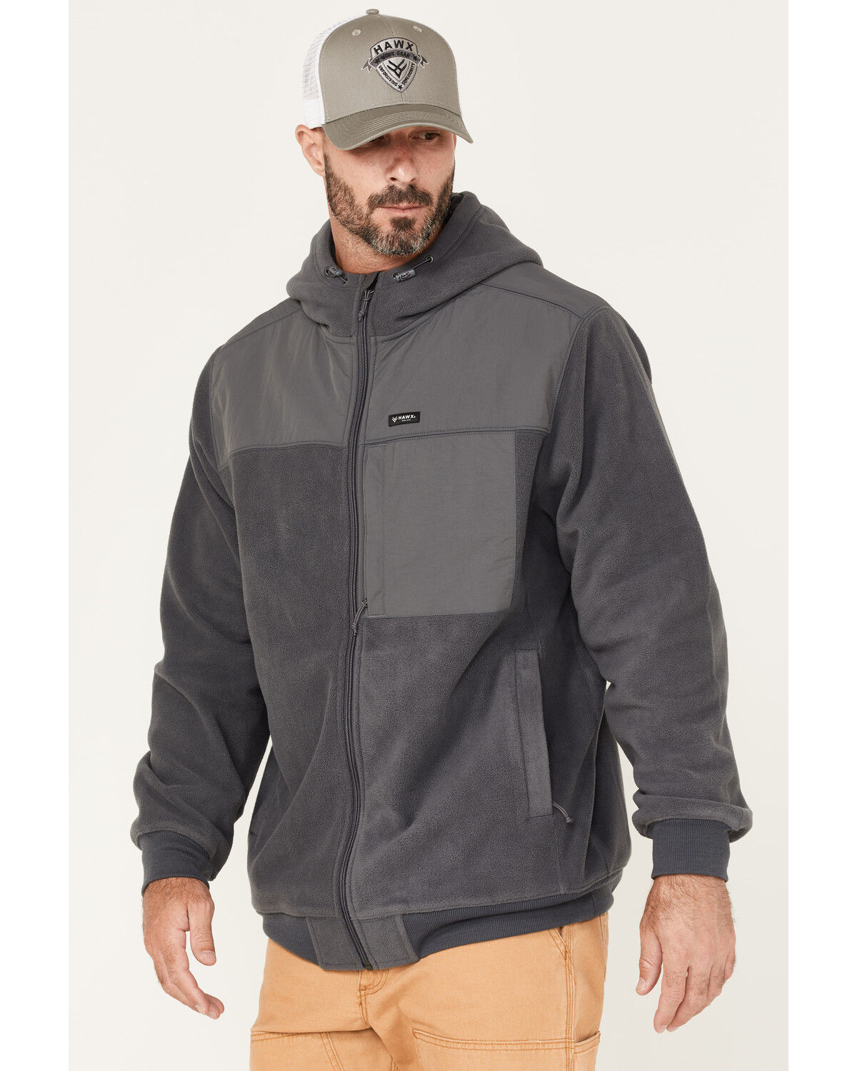 Image #2 - Hawx Men's Polar Fleece Jacket, Charcoal, hi-res