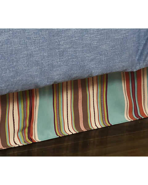 HiEnd Accents Turquoise Serape Bed Skirt - King , Turquoise, hi-res