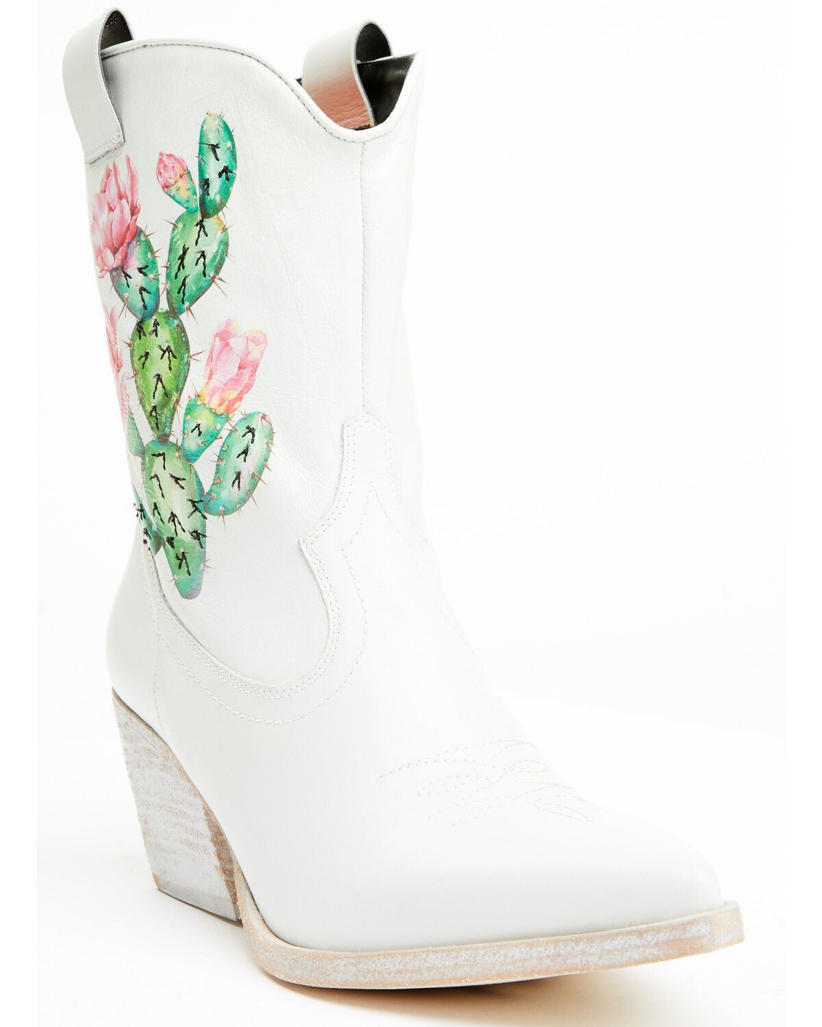 Golo Women's Jesse Cactus Western Booties - Snip Toe, White, hi-res