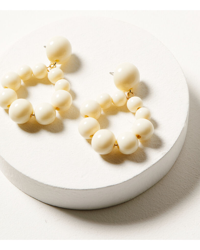 Ink + Alloy Women's Drop Bead Resin Hoop Earrings, Ivory, hi-res