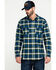 Image #1 -  Hawx Men's Lineman Plaid Stretch Flannel Long Sleeve Work Shirt , Blue, hi-res