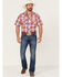 Image #2 - Wrangler Retro Men's Plaid Print Short Sleeve Snap Western Shirt , Red, hi-res