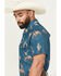 Image #2 - Rock & Roll Denim Men's Tek Bronco Print Short Sleeve Pearl Snap Western Shirt, Dark Teal, hi-res