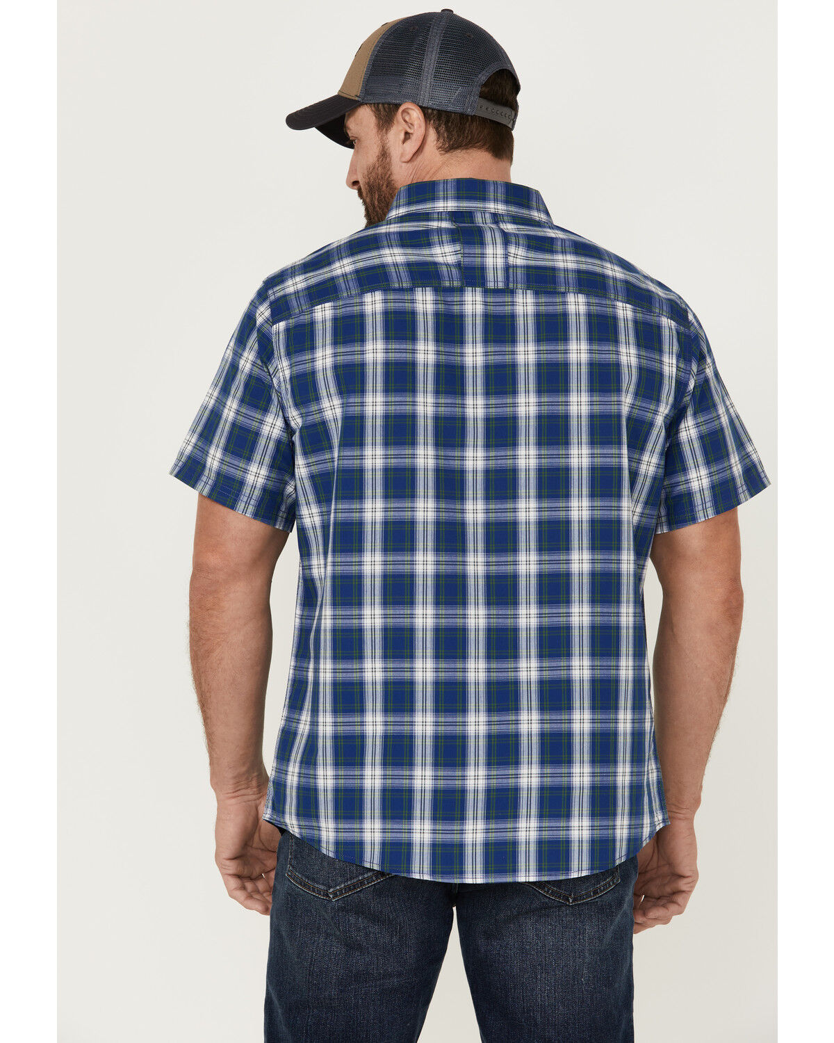 Image #4 - Brothers and Sons Men's Performance Plaid Short Sleeve Button Down Western Shirt, Blue, hi-res