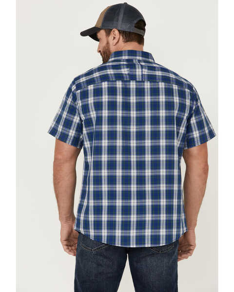 Image #4 - Brothers and Sons Men's Performance Plaid Short Sleeve Button Down Western Shirt , Blue, hi-res