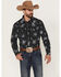 Image #1 - Rock & Roll Denim Men's Vintage 46 Floral Striped Print Long Sleeve Snap Western Shirt , Black, hi-res