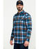 Image #3 - Cody James Men's FR Woven Plaid Print Long Sleeve Button Down Work Shirt , Light Blue, hi-res