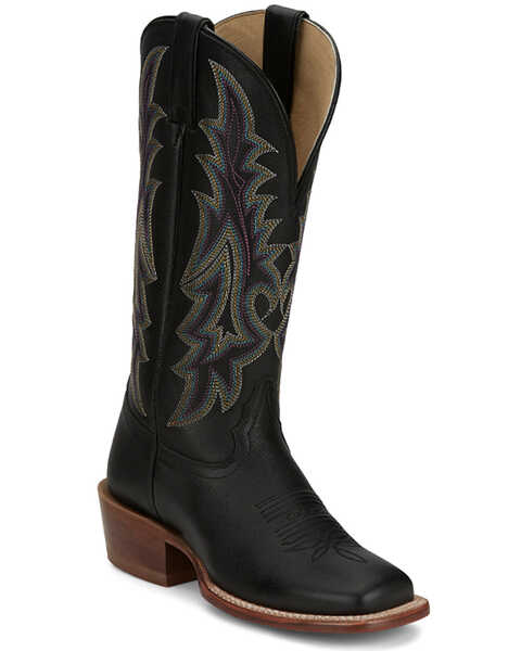 Tony Lama Women's Estella Western Boots - Square Toe , Black, hi-res