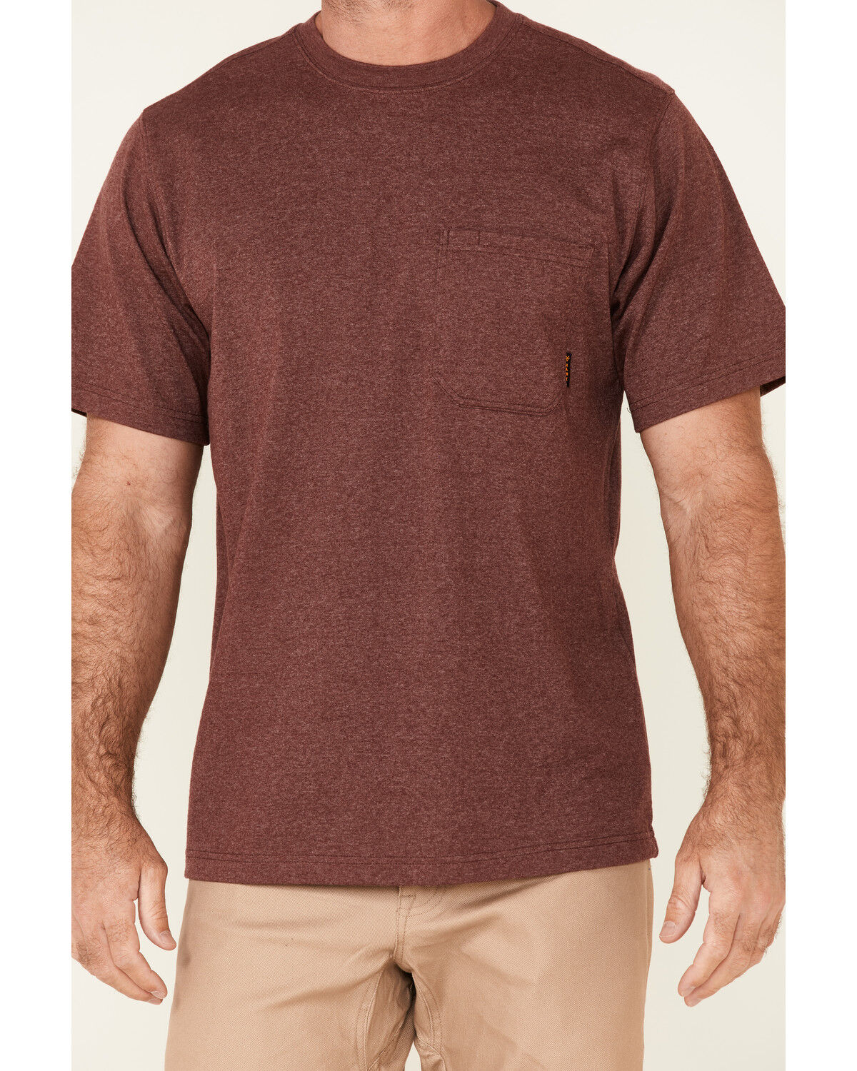 Image #3 - Hawx Men's Solid Burgundy Forge Short Sleeve Work Pocket T-Shirt, Burgundy, hi-res