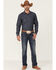 Image #2 - Cody James Men's Washed Out Chambray Southwestern Print Long Sleeve Snap Western Shirt, Navy, hi-res