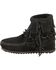 Image #4 - Minnetonka Girls' Double Fringe Side-Zip Moccasin Boot, Black, hi-res