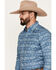 Image #2 - Ely Walker Men's Southwestern Print Long Sleeve Pearl Snap Western Shirt, Blue, hi-res