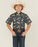 Image #1 - Panhandle Slim Boys' Desert Print Short Sleeve Snap Western Shirt, Navy, hi-res