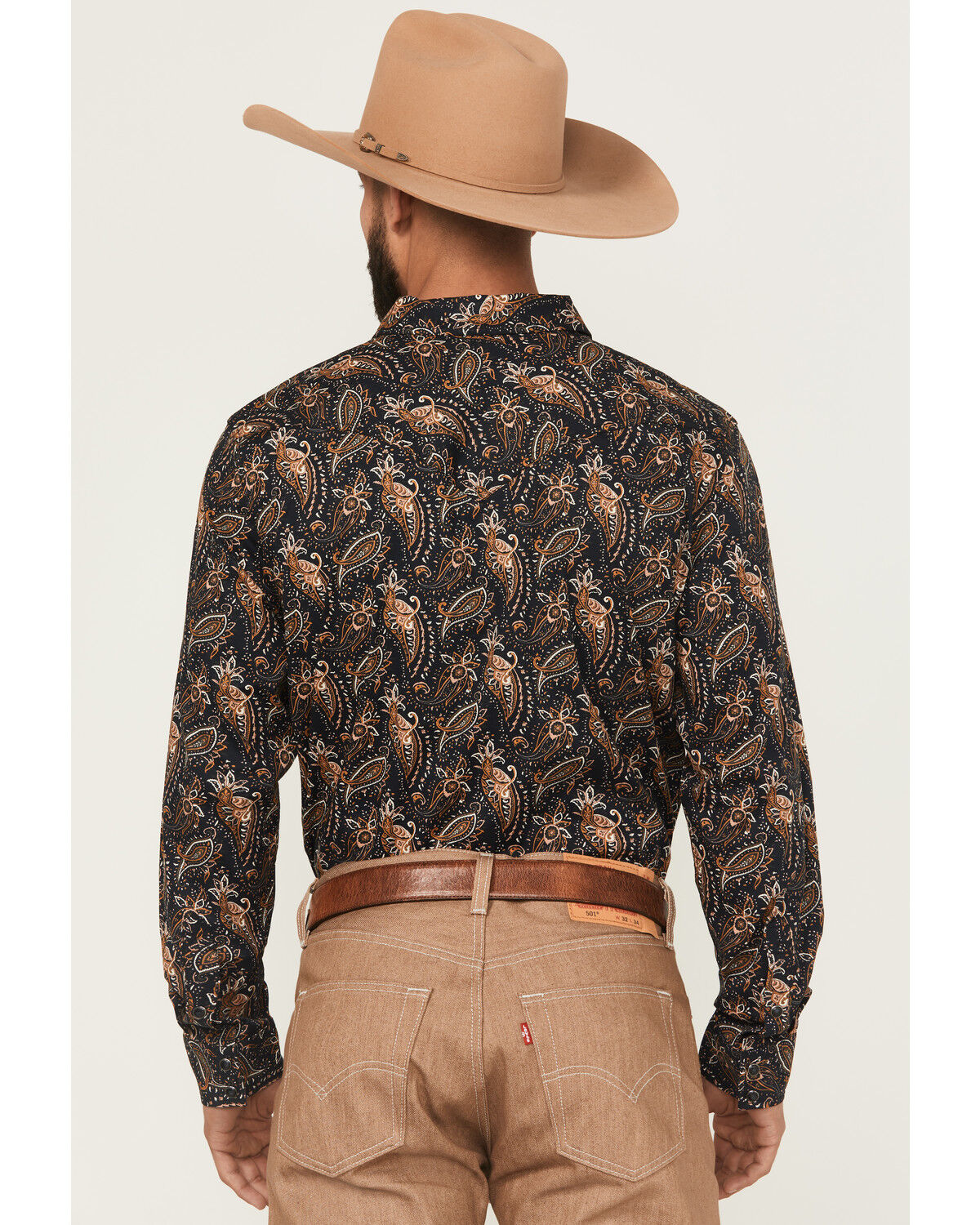 Image #4 - Cody James Men's Desert Dapper Paisley Print Long Sleeve Snap Western Shirt, Navy, hi-res