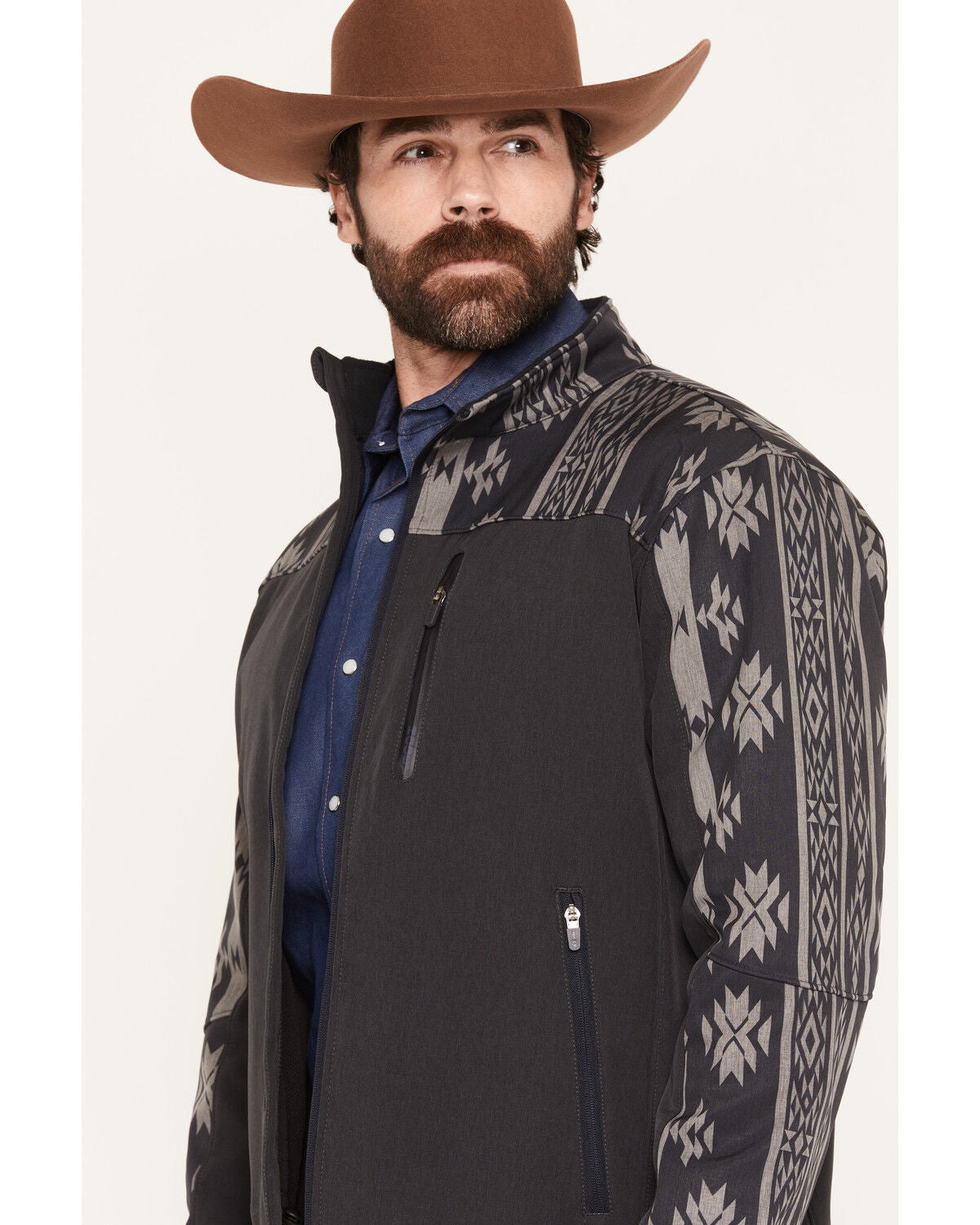Image #2 - Hooey Men's Jackson Southwestern Color Block Softshell Jacket, Black, hi-res