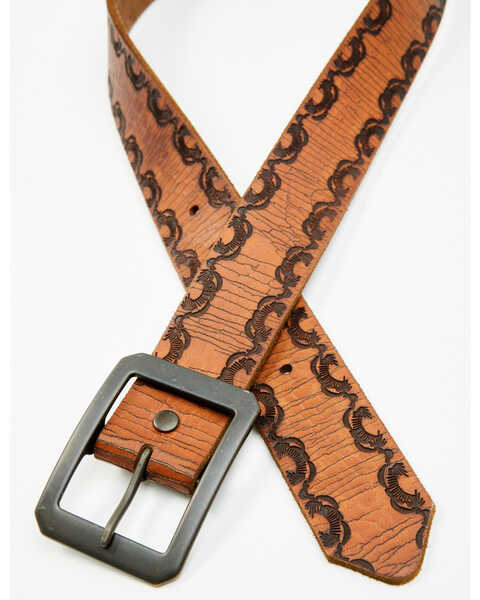 Image #2 - Cody James Men's Dawson Vintage Tooled Edge Belt , Caramel, hi-res
