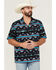 Image #1 - Wrangler Men's Southwestern Striped Short Sleeve Snap Western Shirt, Black, hi-res