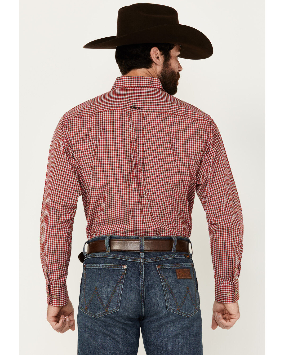 Image #4 - Ariat Men's Porter Plaid Print Long Sleeve Button-Down Performance Shirt - Tall, Red, hi-res