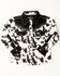 Image #1 - Cowgirl Hardware Toddler Girls' Moody Cow Print Long Sleeve Rhinestone Snap Stretch Western Shirt, Black, hi-res