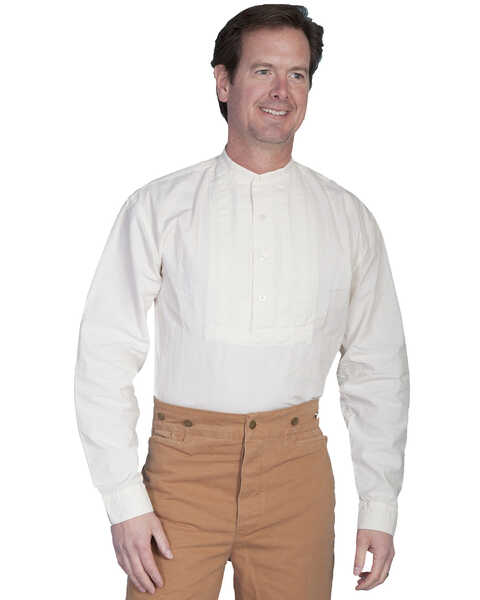 Image #1 - Rangewear by Scully Pleated Inset Bib Shirt - Big & Tall, Ivory, hi-res