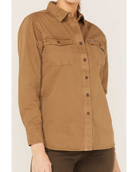 Image #3 - Ariat Women's Rebar Washed Twill Long Sleeve Button Down Work Shirt, Beige/khaki, hi-res