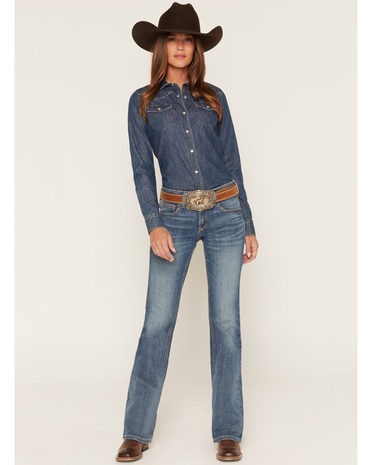 Ariat Women's R.E.A.L. Maggie Medium Wash Perfect Rise Bootcut Stretch Denim Jeans, Medium Wash, hi-res