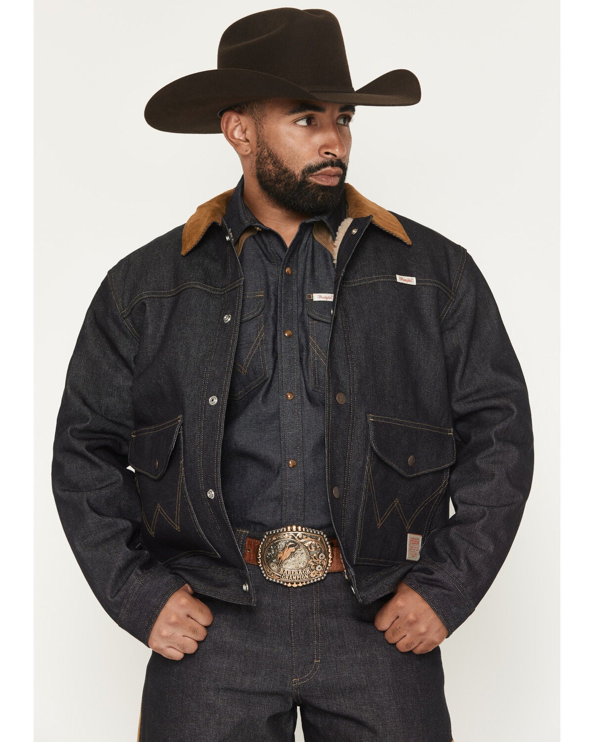 Wrangler Men's Shadow Black Unlined Button-Down Denim Jacket