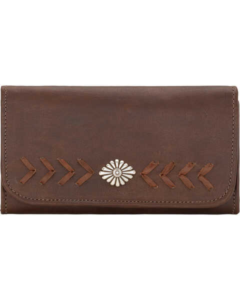 Image #1 - American West Mohave Canyon Ladies' Chestnut Brown Tri-Fold Wallet, Chestnut, hi-res