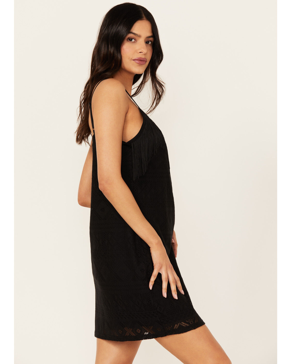 Image #2 - Idyllwind Women's Barbie Lace Fringe Mini Dress, Black, hi-res