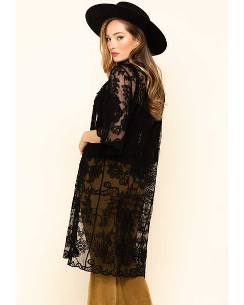 Image #2 - Shyanne Women's Lace Duster Kimono, Black, hi-res