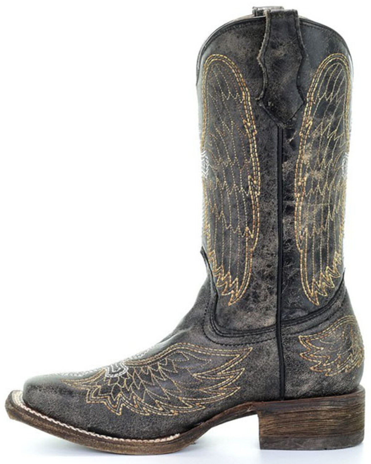Image #3 - Corral Girls' Goldie Winged Western Boots - Square Toe, Black, hi-res