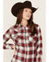 Image #2 - Wrangler Retro Women's Boot Barn Exclusive Long Sleeve Snap Western Flannel Shirt, Burgundy, hi-res