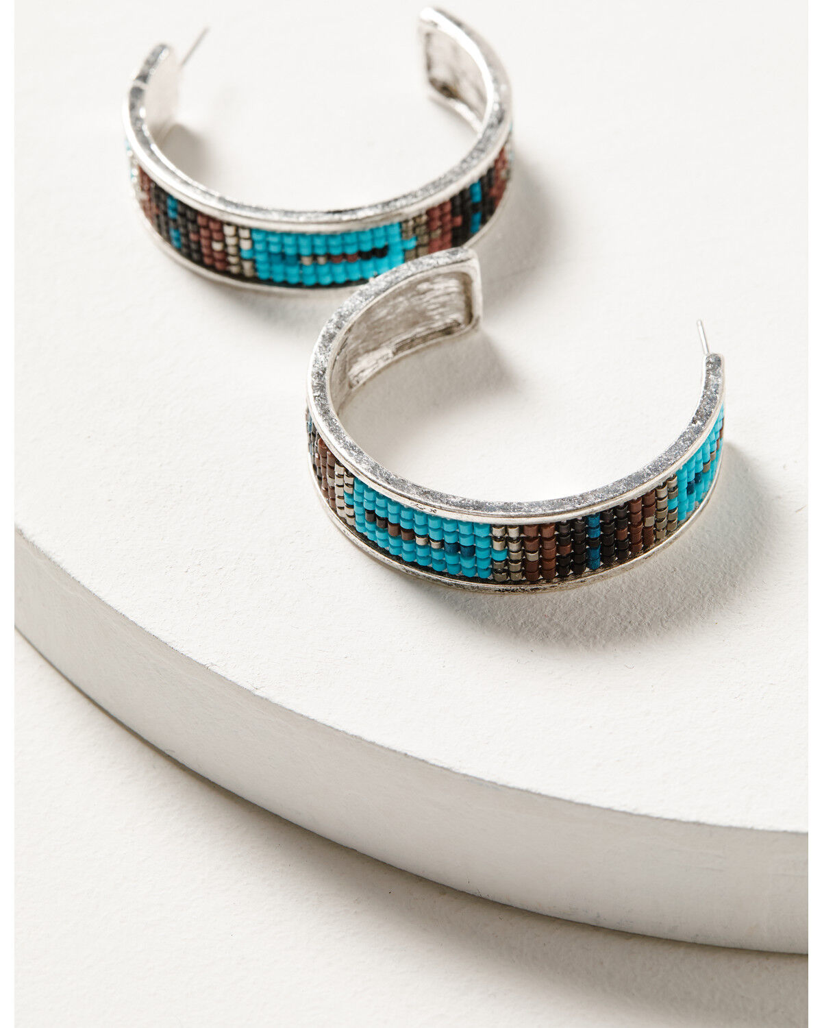 Image #1 - Idyllwind Women's Cheshire Beaded Hoop Earrings, Silver, hi-res