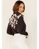 Ranch Dress'n Women's Cattle Drive Print Yoke Long Sleeve Snap Western Core Shirt , Brown, hi-res