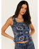 Image #2 - Idyllwind Women's Linmar Printed Button-Down Tank, Steel Blue, hi-res
