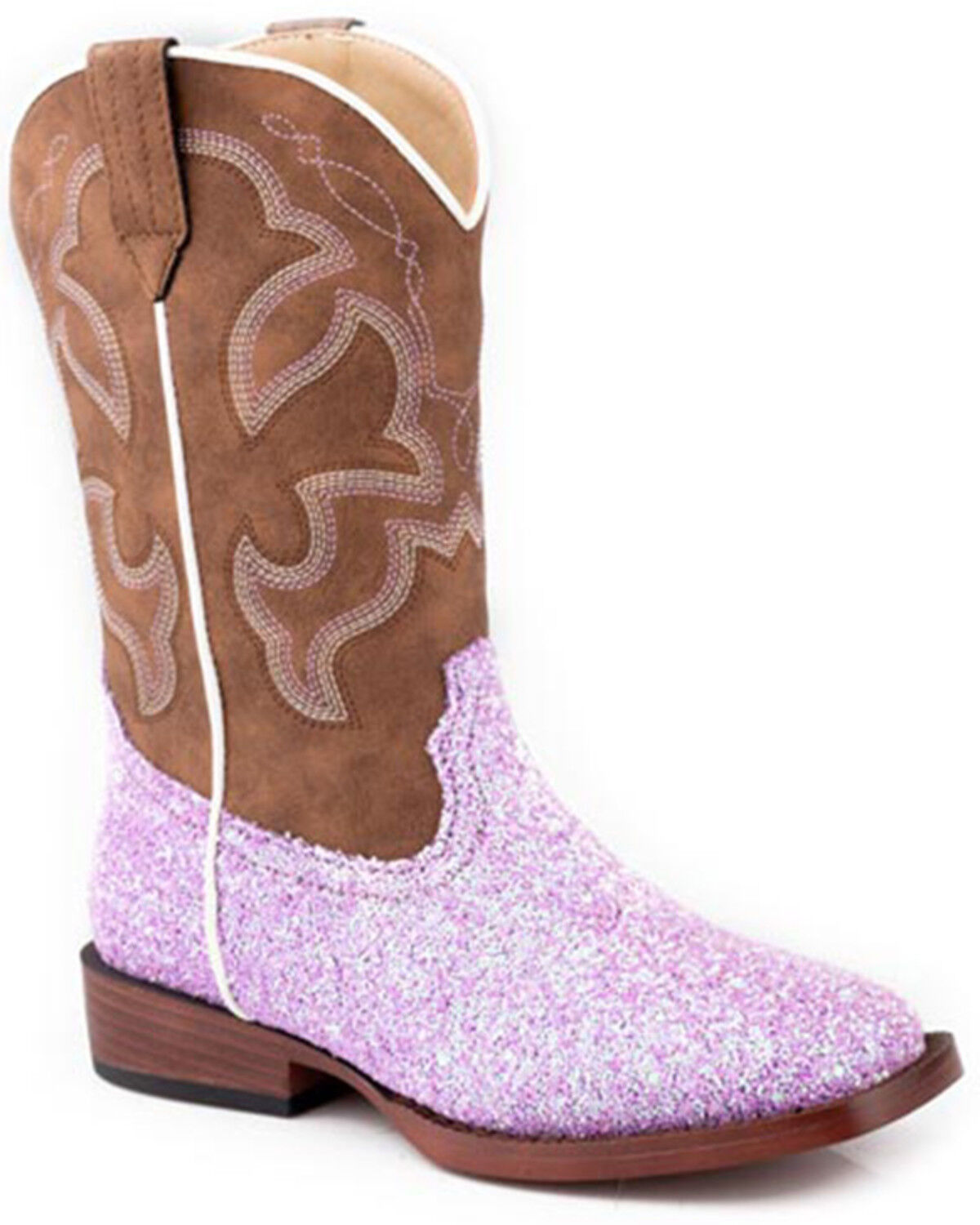 Image #1 - Roper Little Girls' Glitter Blast Western Boots - Broad Square Toe, Purple, hi-res